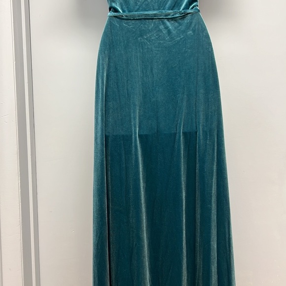 NWT After Six Velvet Flutter Sleeve Wrap Maxi Dress with Side Hip Pockets - Picture 7 of 14